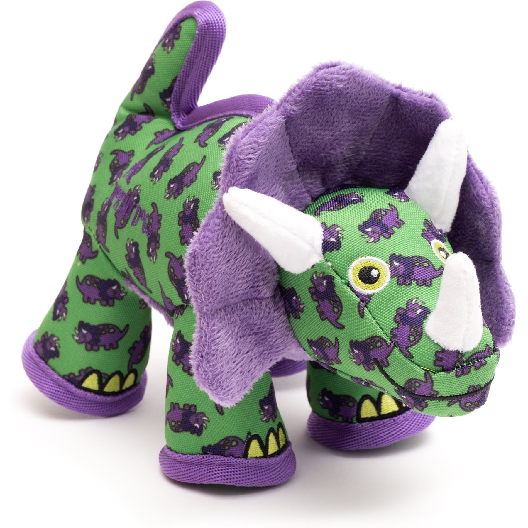 The Worthy Dog Triceratops Squeaky Plush Dog Toy, Green