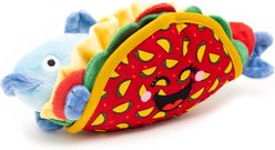 The Worthy Dog Fish Taco Squeaky Plush Dog Toy, Red