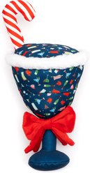 The Worthy Dog Christmas Holiday Cheer Squeaky Plush Dog Toy, Navy, Small