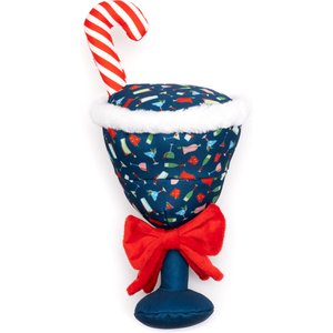 The Worthy Dog Christmas Holiday Cheer Squeaky Plush Dog Toy, Navy, Large