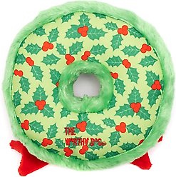 The Worthy Dog Christmas Wreath Squeaky Plush Dog Toy, Green, Large slide 2 of 3