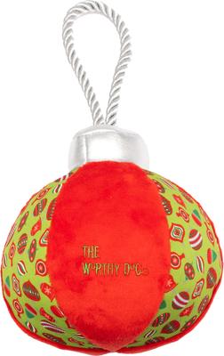 Show full view: The Worthy Dog Christmas Vintage Ornaments Squeaky Plush Dog Toy, Green, Large slide 3 of 4