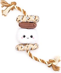 The Worthy Dog S'mores Squeaky Plush Dog Toy, Beige, Small