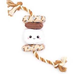 The Worthy Dog S'mores Squeaky Plush Dog Toy, Beige, Large