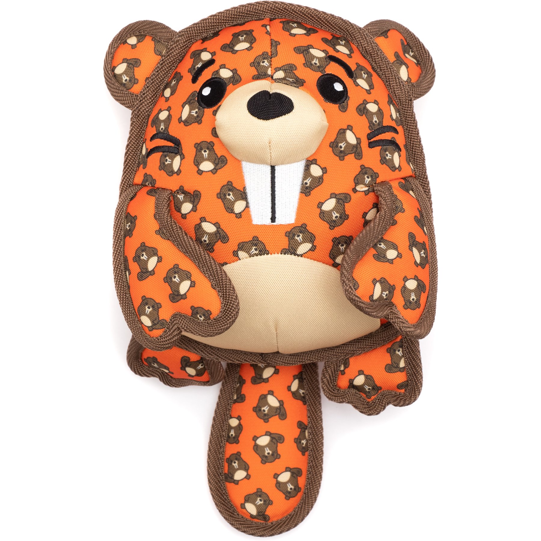 The Worthy Dog Beaver Squeaky Plush Dog Toy, Orange, Small