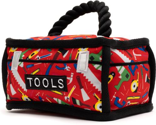 Show full view: The Worthy Dog Tools Squeaky Plush Dog Toy, Red slide 2 of 3