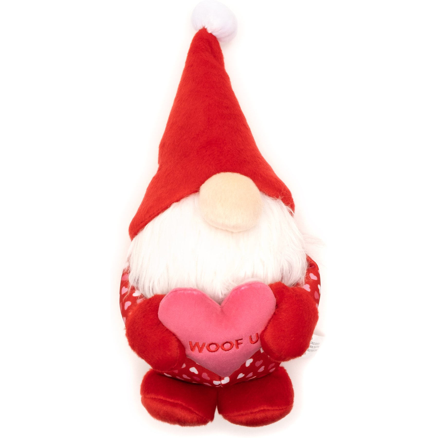 The Worthy Dog Cupid Gnome Squeaky Plush Dog Toy, Red, Small