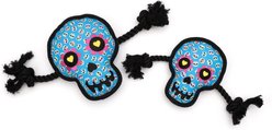 The Worthy Dog Sugar Skull Squeaky Plush Dog Toy, Blue, Small slide 2 of 3