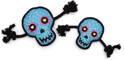 Show full view: The Worthy Dog Sugar Skull Squeaky Plush Dog Toy, Blue, Large slide 2 of 4