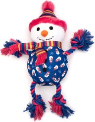 The Worthy Dog Christmas Snowman Squeaky Plush Dog Toy, Blue, Large