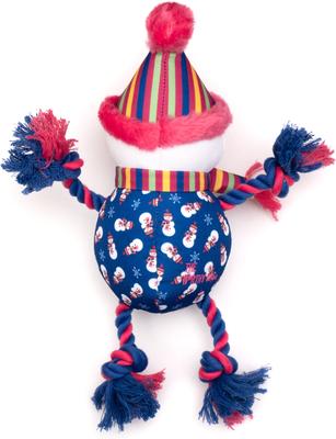 Show full view: The Worthy Dog Christmas Snowman Squeaky Plush Dog Toy, Blue, Large slide 4 of 4