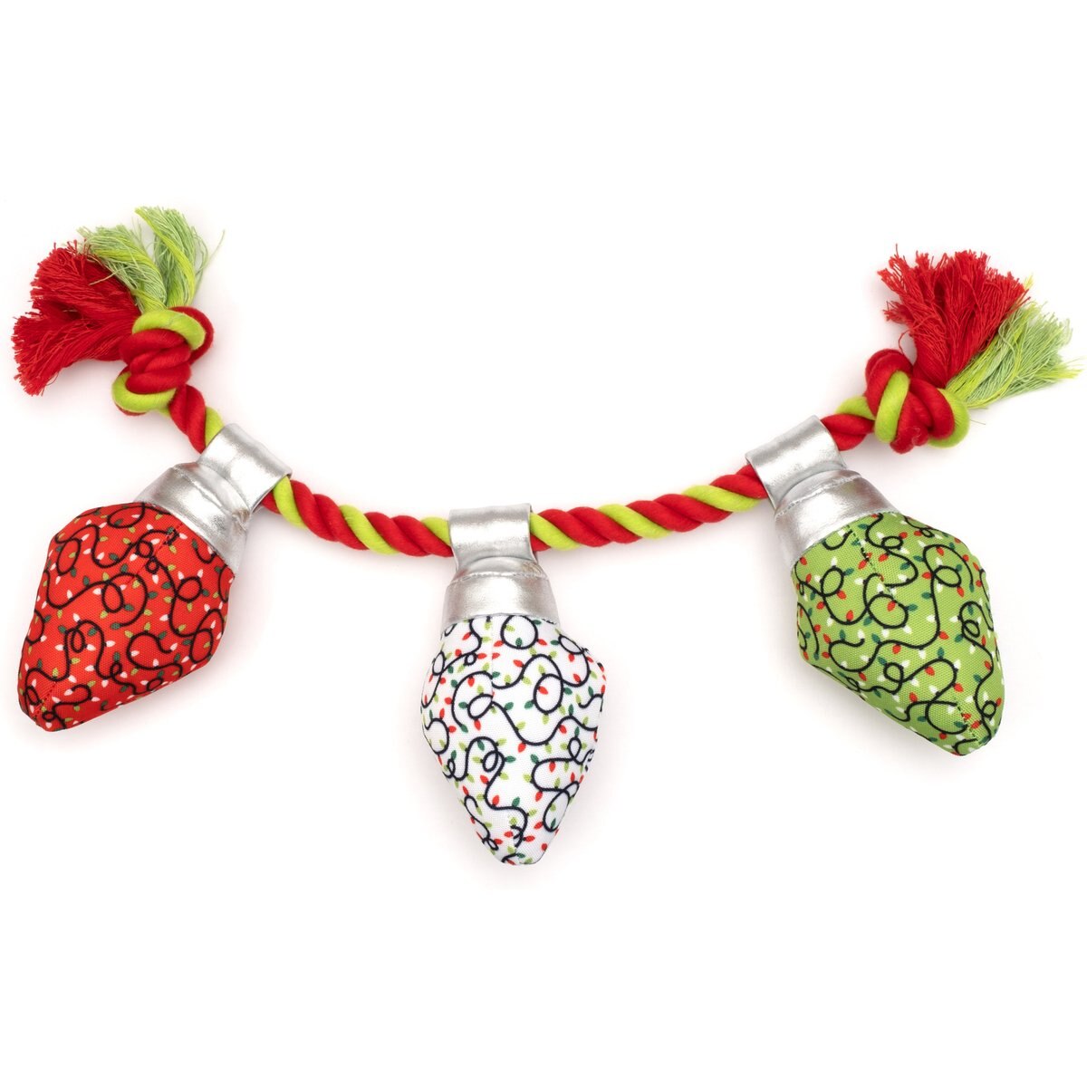 The Worthy Dog Christmas Merry & Bright Squeaky Plush Dog Toy, Large
