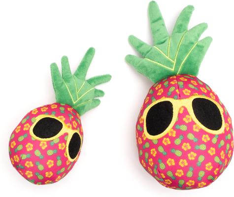 Show full view: The Worthy Dog Pineapple Squeaky Plush Dog Toy, Fuchsia, Large slide 2 of 3