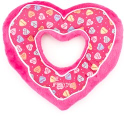 The Worthy Dog Puppy Love Heart Squeaky Plush Dog Toy, Pink, Small