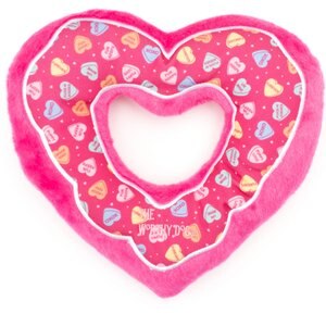 The Worthy Dog Puppy Love Heart Squeaky Plush Dog Toy, Pink, Small