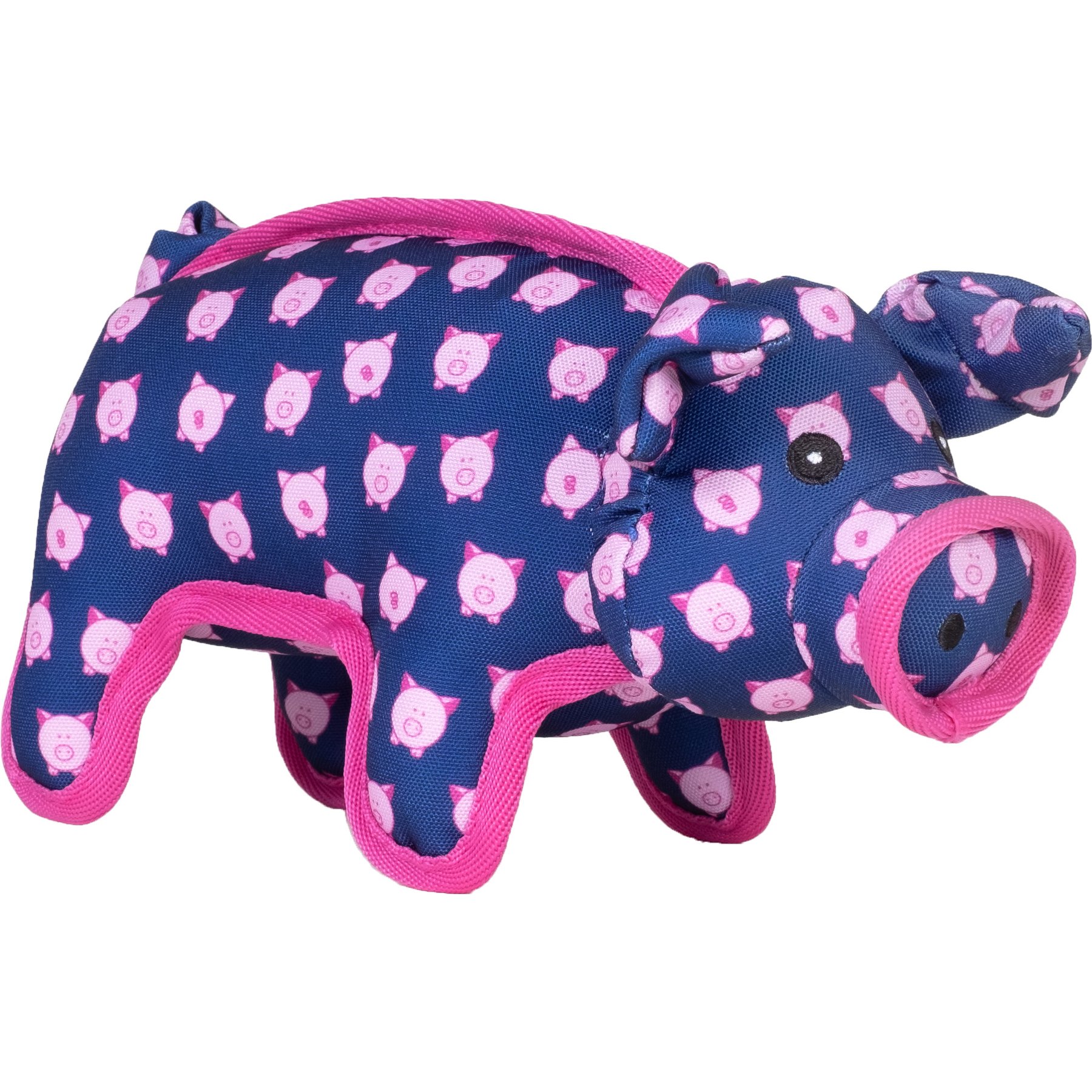 The Worthy Dog Wilbur Pig Squeaky Plush Dog Toy, Navy, Small