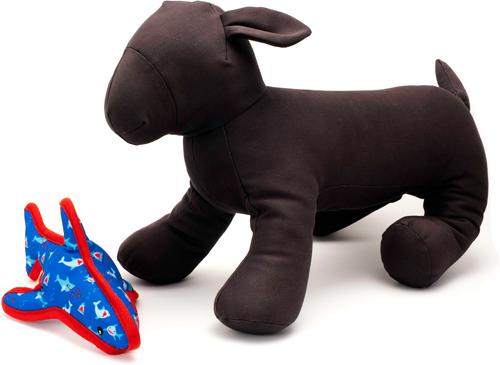 Show full view: The Worthy Dog Chomp Squeaky Plush Dog Toy, Blue, Small slide 2 of 2