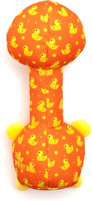 Show full view: The Worthy Dog Ducky Long Neck Squeaky Plush Dog Toy, Orange slide 3 of 3