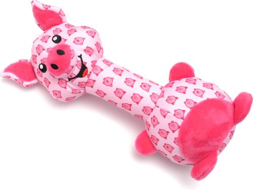 Show full view: The Worthy Dog Piggy Long Neck Squeaky Plush Dog Toy, Pink slide 2 of 3