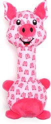 The Worthy Dog Piggy Long Neck Squeaky Plush Dog Toy, Pink