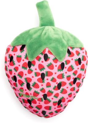 Show full view: The Worthy Dog Strawberry Squeaky Plush Dog Toy, Pink, Small slide 4 of 4