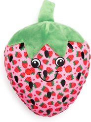 The Worthy Dog Strawberry Squeaky Plush Dog Toy, Pink, Small