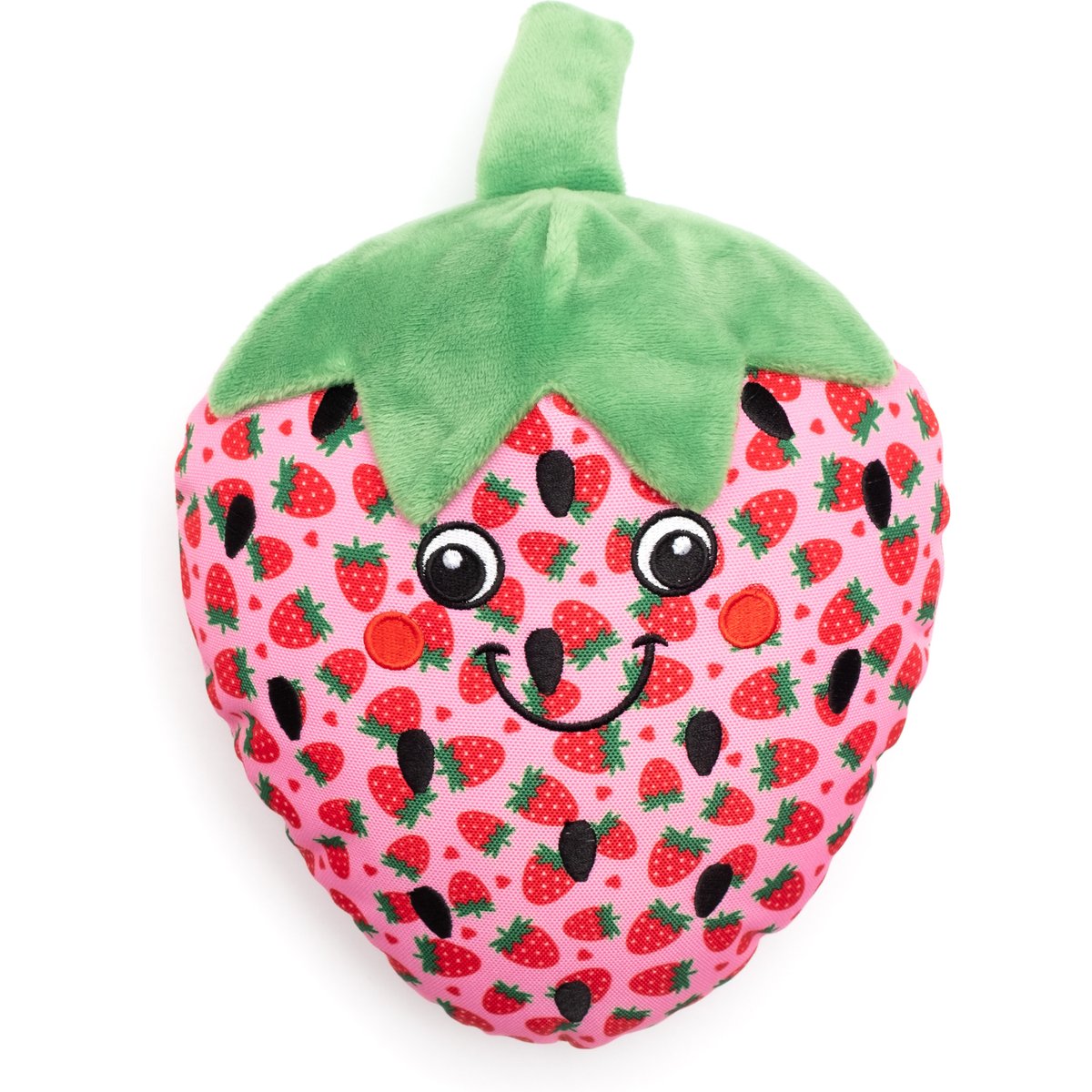 The Worthy Dog Strawberry Squeaky Plush Dog Toy, Pink, Small