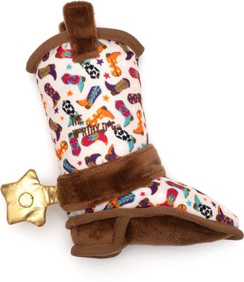 Show full view: The Worthy Dog Wild Wild West Boot Squeaky Plush Dog Toy, Beige, Large slide 2 of 3