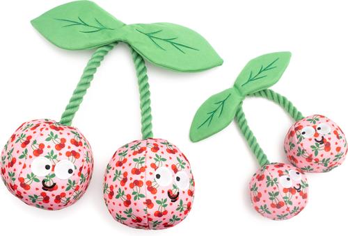 Show full view: The Worthy Dog Cherries Jubilee Squeaky Plush Dog Toy, Pink, Small slide 2 of 4
