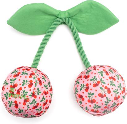 Show full view: The Worthy Dog Cherries Jubilee Squeaky Plush Dog Toy, Pink, Small slide 3 of 4