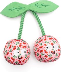 The Worthy Dog Cherries Jubilee Squeaky Plush Dog Toy, Pink, Small