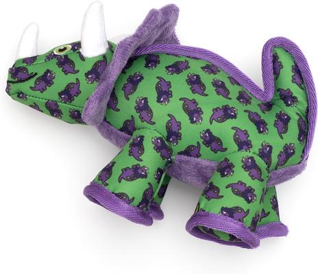 Show full view: The Worthy Dog Triceratops Squeaky Plush Dog Toy, Green slide 4 of 4