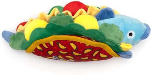 Show full view: The Worthy Dog Fish Taco Squeaky Plush Dog Toy, Red slide 4 of 4