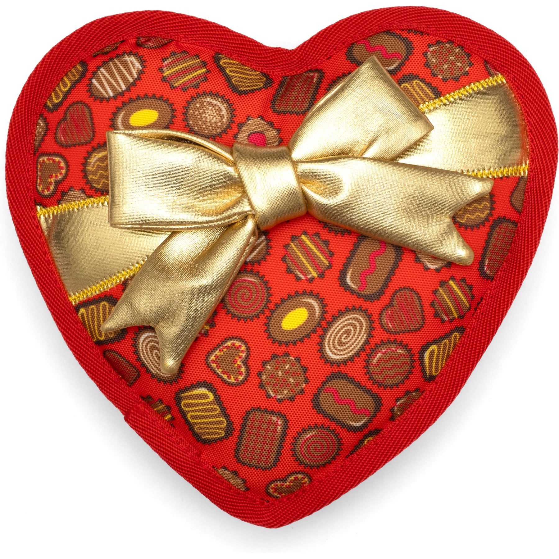 The Worthy Dog Box of Chocolates Squeaky Plush Dog Toy, Red