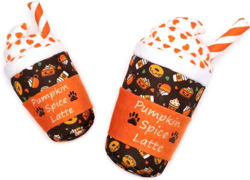 Show full view: The Worthy Dog Pumpkin Spice Latte Squeaky Plush Dog Toy, Brown, Large slide 3 of 4