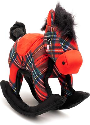 Show full view: The Worthy Dog Christmas Rocking Horse Squeaky Plush Dog Toy, Red slide 3 of 4
