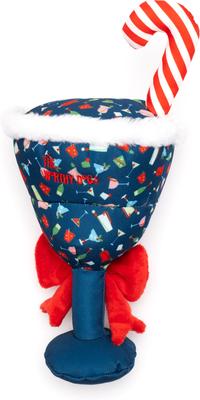 Show full view: The Worthy Dog Christmas Holiday Cheer Squeaky Plush Dog Toy, Navy, Small slide 3 of 3