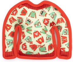 The Worthy Dog Ugly Christmas Sweater Squeaky Plush Dog Toy, Green, Large slide 2 of 3