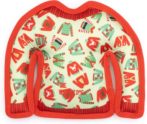 Show full view: The Worthy Dog Ugly Christmas Sweater Squeaky Plush Dog Toy, Green, Large slide 3 of 3