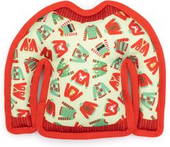 The Worthy Dog Ugly Christmas Sweater Squeaky Plush Dog Toy, Green, Large