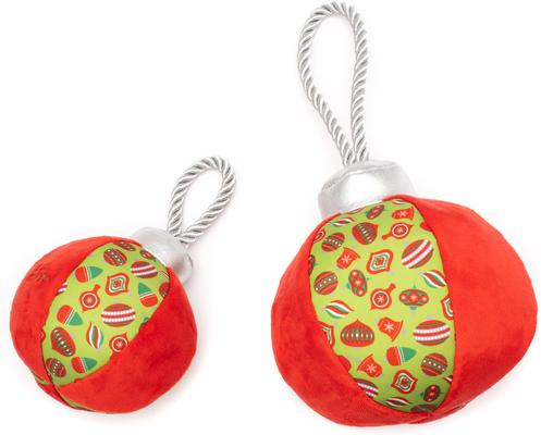 Show full view: The Worthy Dog Christmas Vintage Ornaments Squeaky Plush Dog Toy, Green, Large slide 4 of 4