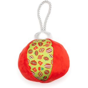 The Worthy Dog Christmas Vintage Ornaments Squeaky Plush Dog Toy, Green, Large