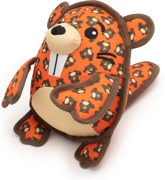The Worthy Dog Beaver Squeaky Plush Dog Toy, Orange