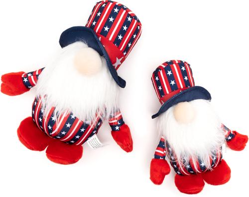 Show full view: The Worthy Dog Uncle Sam Gnome Squeaky Plush Dog Toy, Red/White/Blue, Small slide 2 of 3