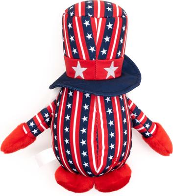 Show full view: The Worthy Dog Uncle Sam Gnome Squeaky Plush Dog Toy, Red/White/Blue, Small slide 3 of 3