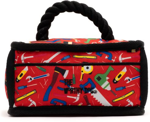 Show full view: The Worthy Dog Tools Squeaky Plush Dog Toy, Red slide 3 of 3