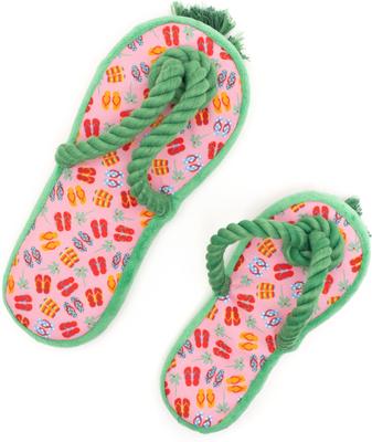 Show full view: The Worthy Dog Flip Flop Squeaky Plush Dog Toy, Pink, Large slide 2 of 3