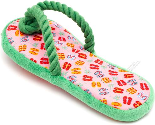 Show full view: The Worthy Dog Flip Flop Squeaky Plush Dog Toy, Pink, Large slide 3 of 3