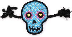 The Worthy Dog Sugar Skull Squeaky Plush Dog Toy, Blue, Large