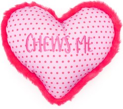 The Worthy Dog Chews Me Heart Squeaky Plush Dog Toy, Pink, Large